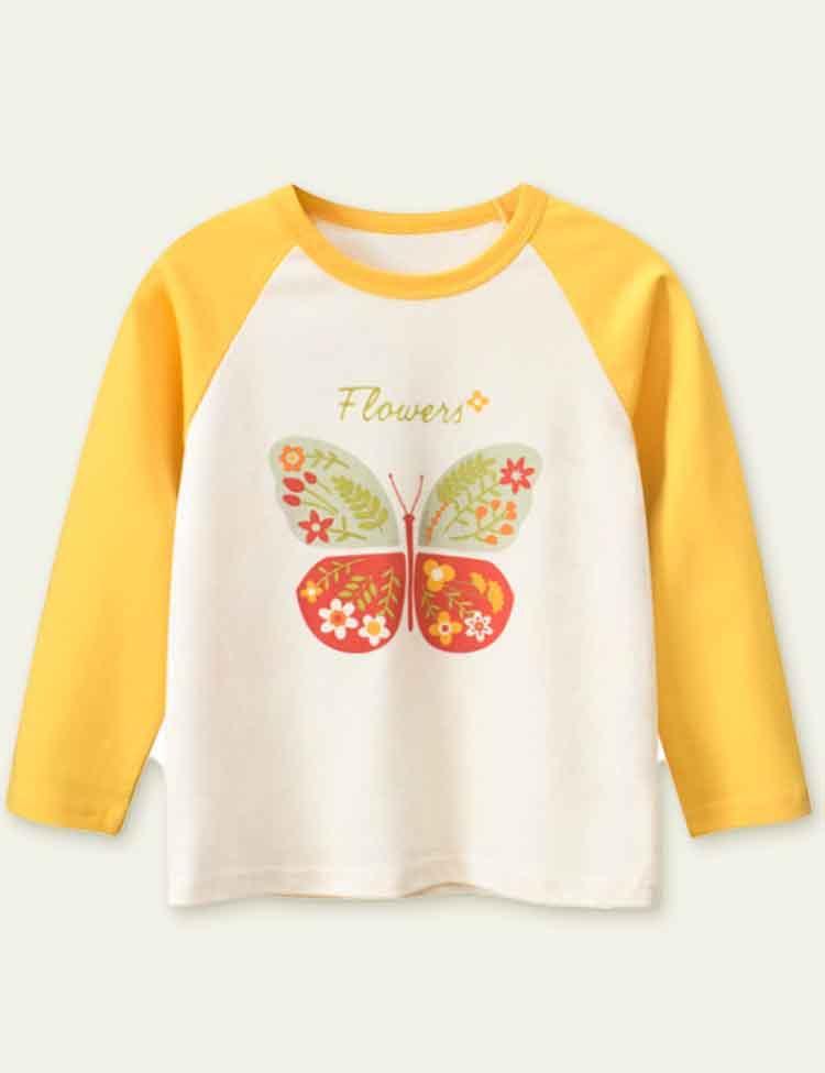 Butterfly Print Long Sleeve T-shirt - CCMOM