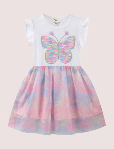 Butterfly Sequins Tulle Dress - CCMOM