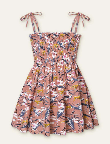 Floral Full Printed High Waist Spaghetti Strap Dress