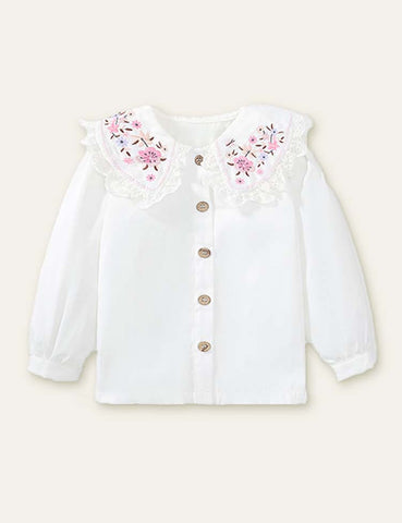 Butterfly Flower Embroidered Strap Dress + Long Sleeve Shirt