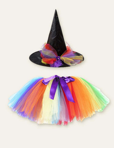 Halloween Mesh Skirt + Bow Mesh Hat