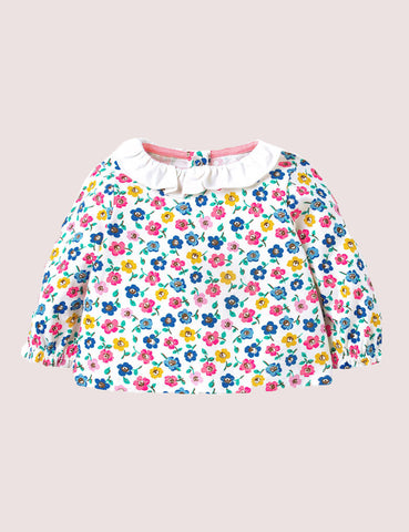 Peter Pan Collar Floral Long Sleeve Shirt