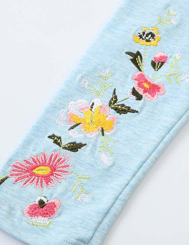 Flower Embroidery Leggings