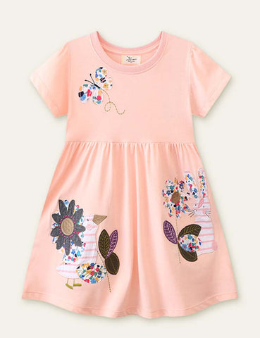 Butterfly Flower Appliqué Dress