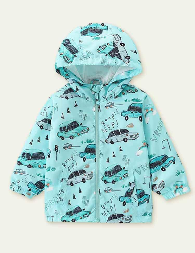 Car Printing Long Sleeve Hooded Jacket - CCMOM