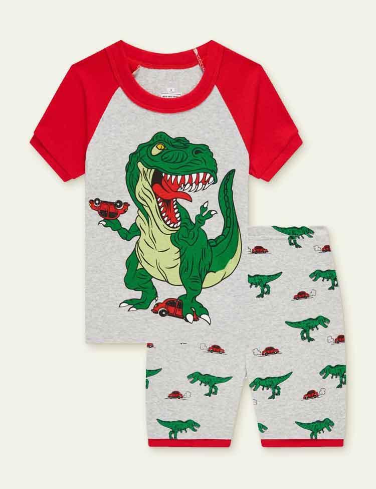 Cartoon Dinosaur Print Pajamas - CCMOM