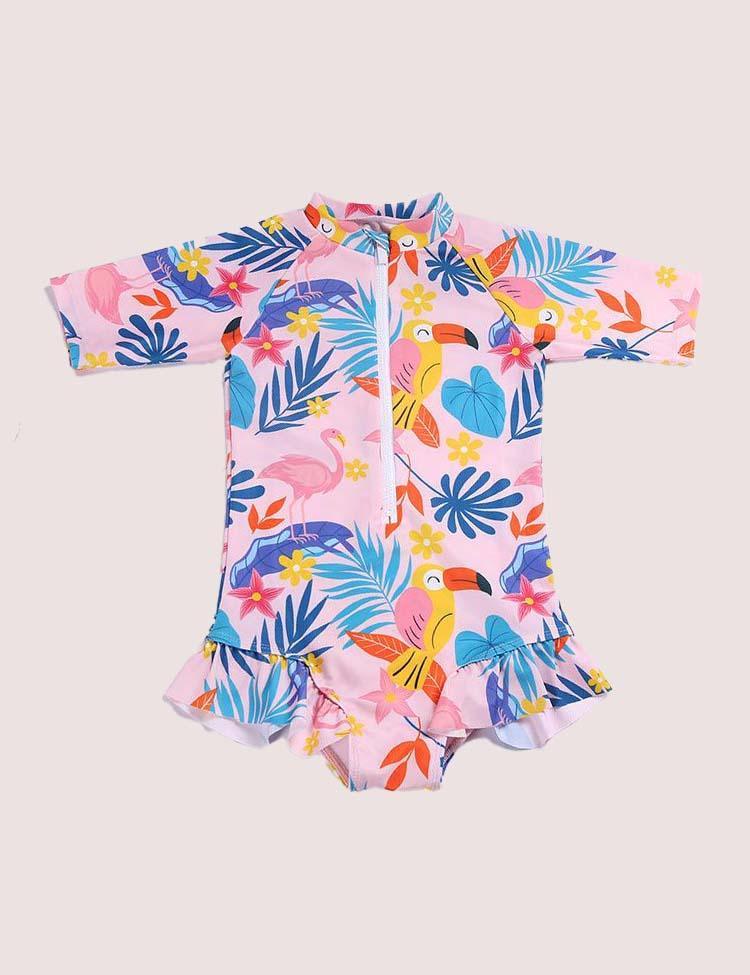 Cartoon Print One-Pieces Short Sleeve Swimsuit - CCMOM