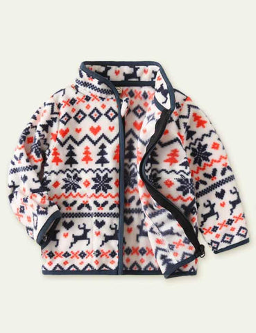 Cartoon Print Polar Fleece Jacket - CCMOM