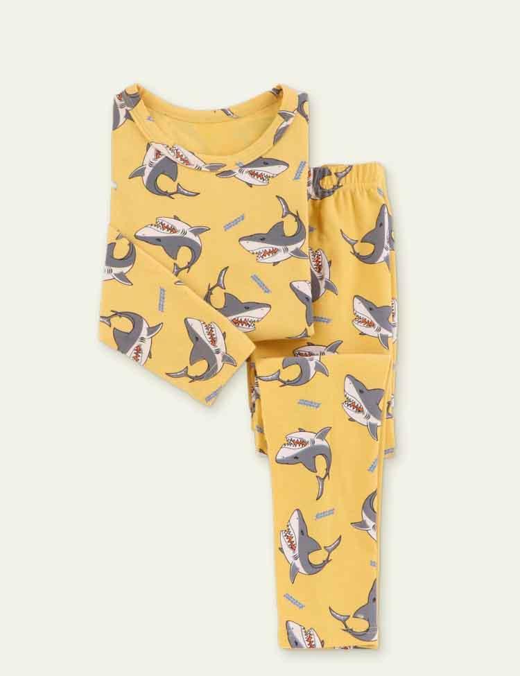 Cartoon Shark Printed Pajamas - CCMOM