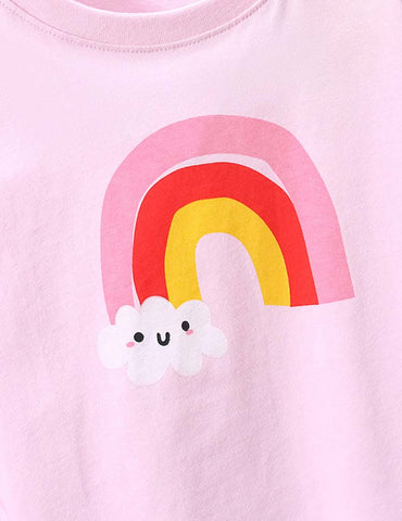 Rainbow Clouds Printed Long-Sleeved T-shirt