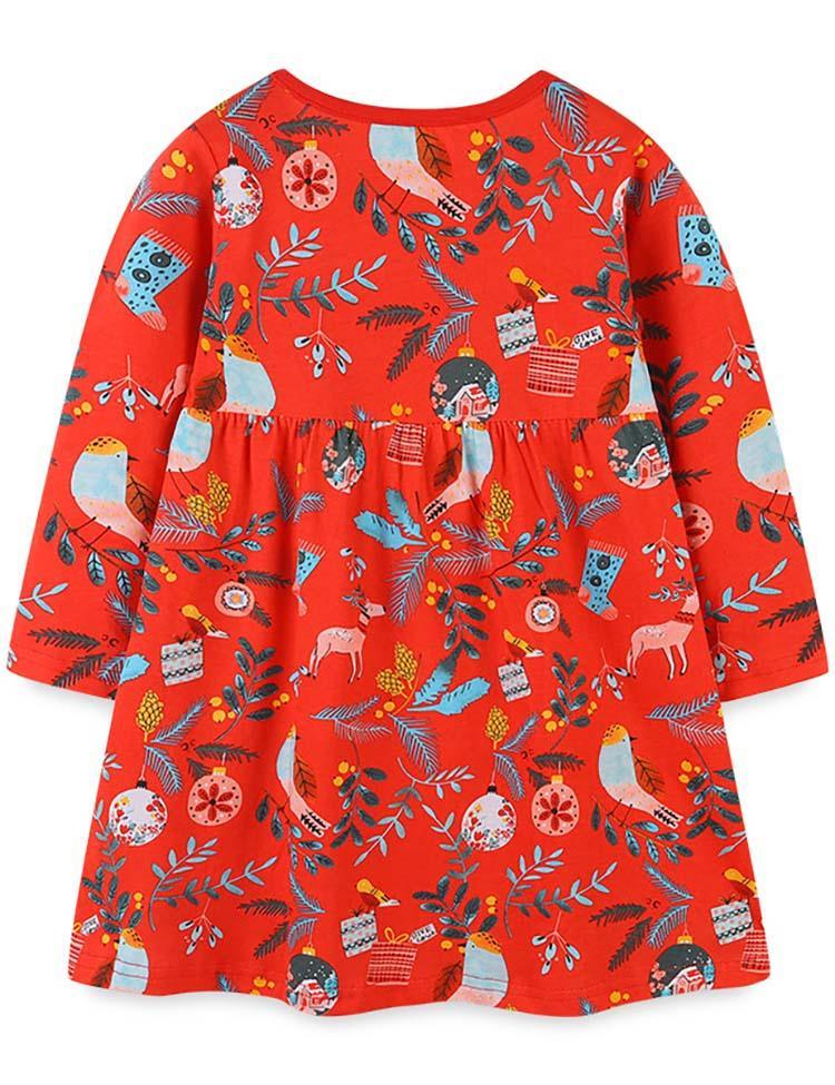 Christmas Pattern Long Sleeve Dress - CCMOM