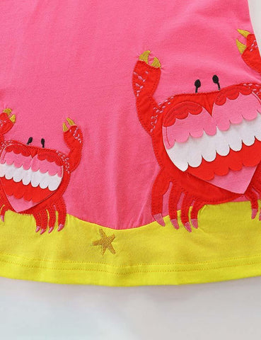 Crab Appliqué Short Sleeve Dress - CCMOM