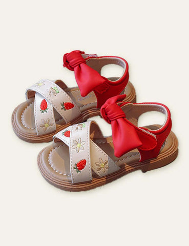 Strawberry Flower Embroidered Sandals