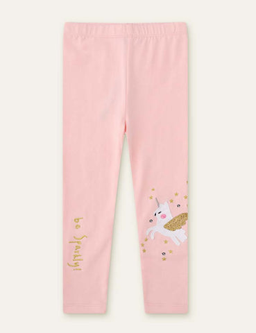 Unicorn Appliqué Embroidered Leggings