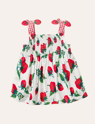 Full Printed Strawberry Vest Dress