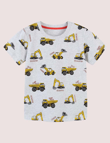 Full Printed Engineering Vehicle Education T-shirt