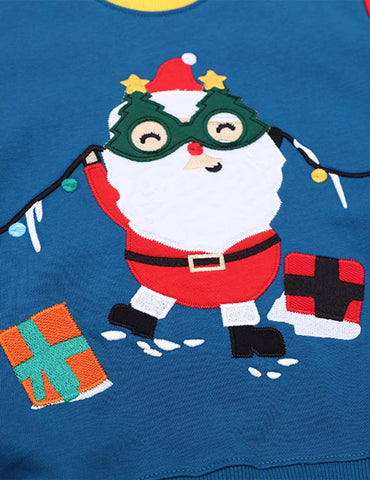 Santa Claus  Appliqué Embroidered Sweatshirt