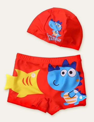 Animal Swimming Shorts + Swimming Cap