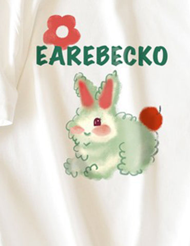 Cute Rabbit White Parent-Child T-shirt