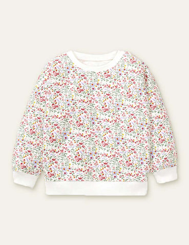 Flower Embroidered Strap Dress + Floral Printed Sweatshirt