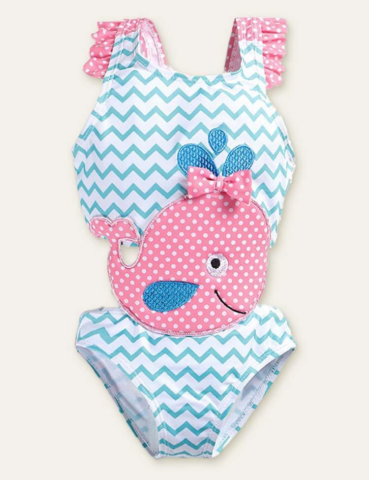 Animal Cute Appliqué One-Piece Swimsuit - CCMOM