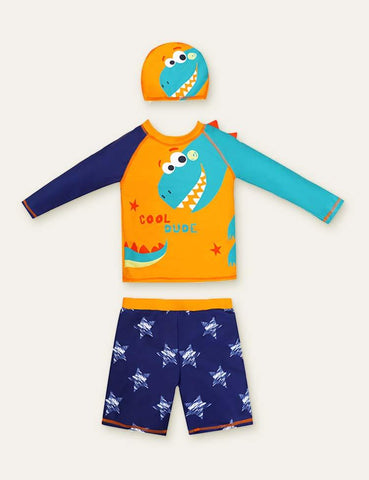 Animal Long Sleeve Swim Suit + Cap - CCMOM