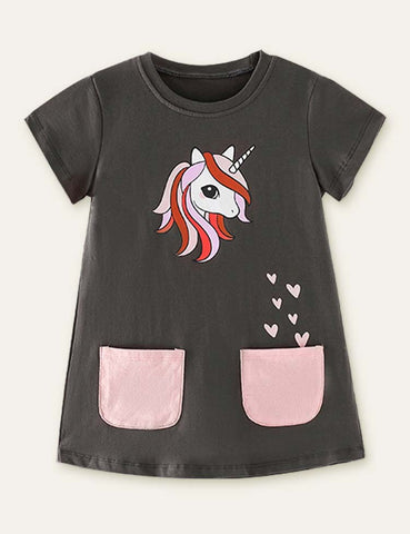 Unicorn Printed Pocket Dress