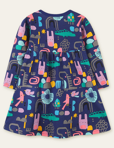 Funny Printed Long Sleeve Dress