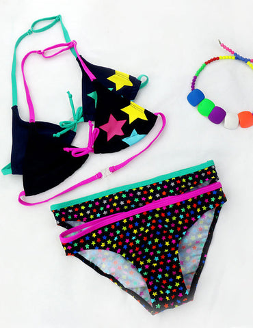 Star Pattern Split  Bikini Swimsuit