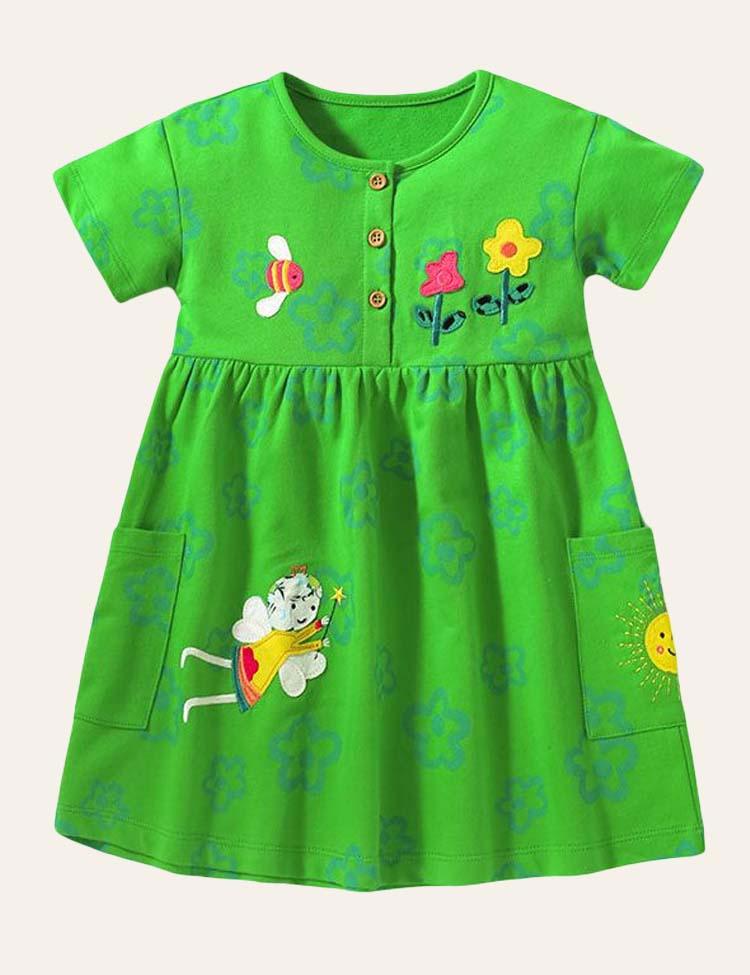 Fairy Flower Appliqué Dress - CCMOM