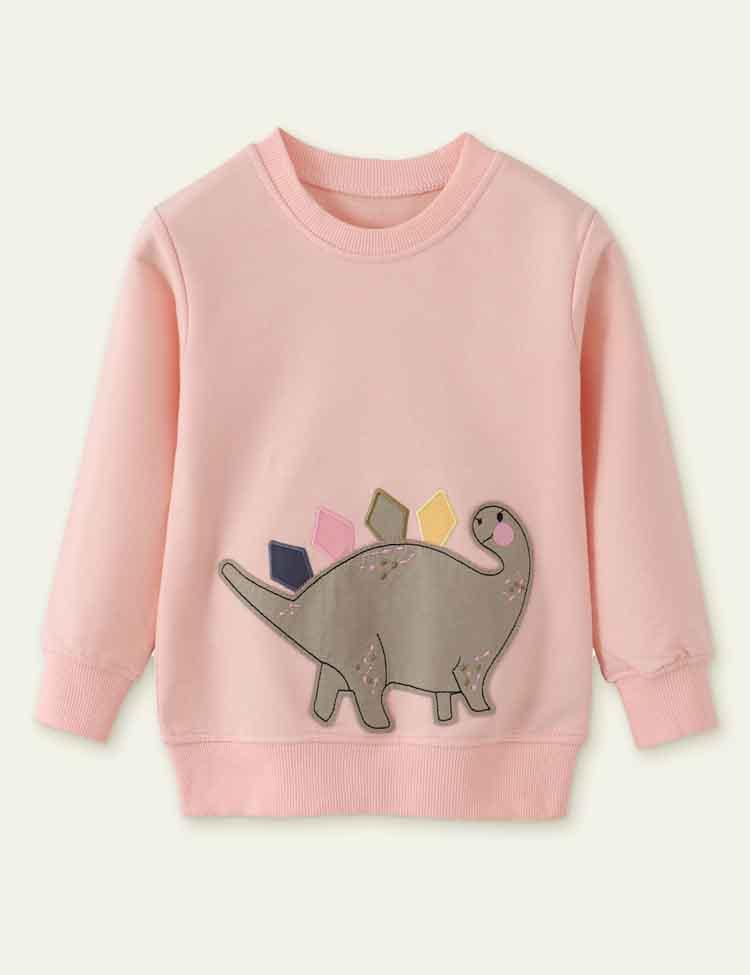 Dinosaur Appliqué Long-Sleeved Sweater - CCMOM