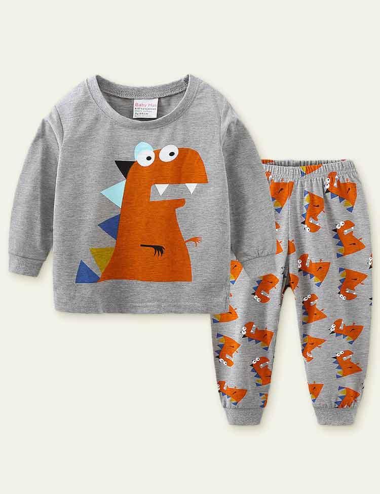 Dinosaur Printed Long-Sleeved pajamas - CCMOM