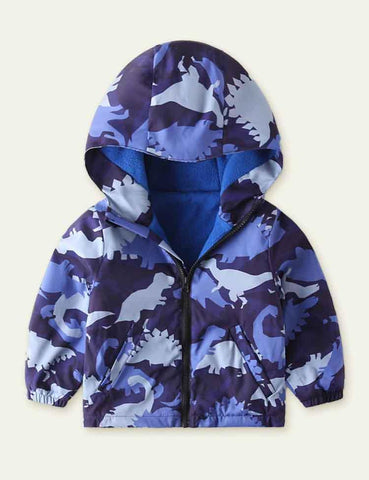 Dinosaur Printed Polar Fleece Shell Jacket - CCMOM