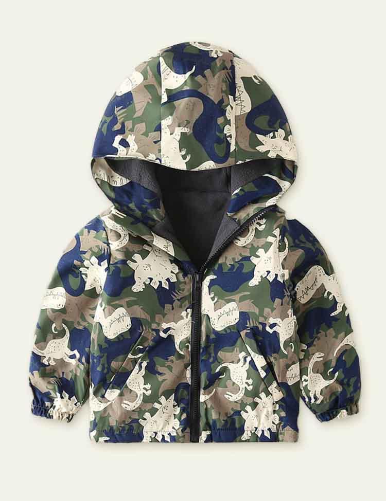 Dinosaur Printed Polar Fleece Shell Jacket - CCMOM