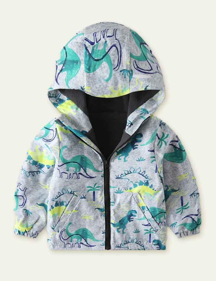 Dinosaur Printed Polar Fleece Shell Jacket - CCMOM