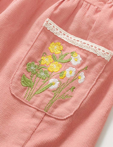 Flower Embroidered Strap Dress + Floral Printed Sweatshirt