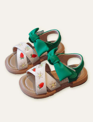 Strawberry Flower Embroidered Sandals