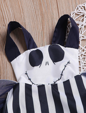 Halloween Smiley Striped Printed Dress