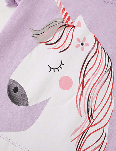 Cartoon Unicorn Printed T-shirt