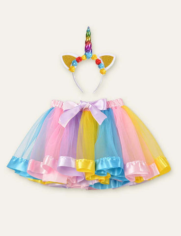 Unicorn Hair Accessories + Bow Mesh Skirt