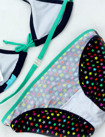 Star Pattern Split  Bikini Swimsuit