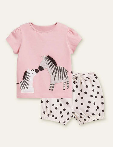 Zebra Appliqué Polka Dot Set