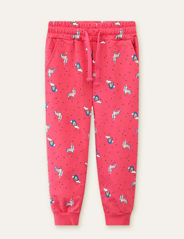 Rainbow Unicorn Printed Polka Dot Sweatpants