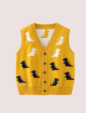 Dinosaur Wool V-Neck Vest