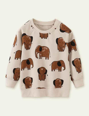 Elephant Printed Sweater - CCMOM