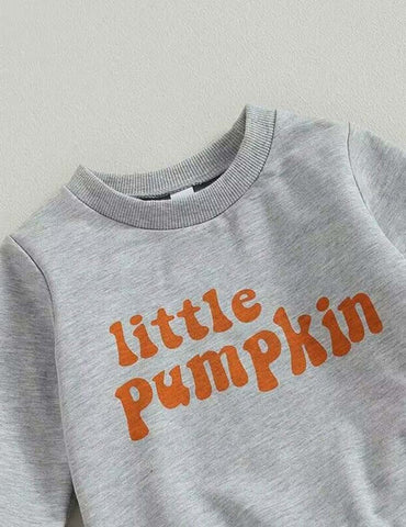 Halloween Pumpkin Letter Printed Sweatshirt Set