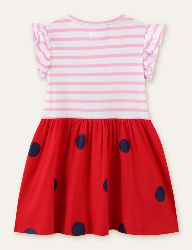 Ladybug Striped Appliqué Dress - CCMOM