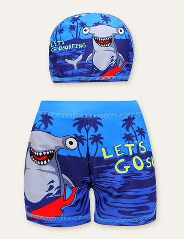 Cartoon Swimming Shorts + Swimming Cap - CCMOM