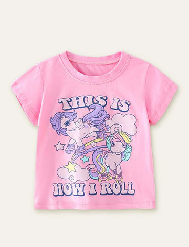 Unicorn Cartoon Printed T-shirt