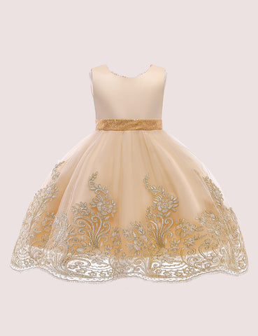 Princess Gold Lace Party Dress